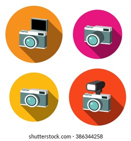 Set of camera icons in isometric style