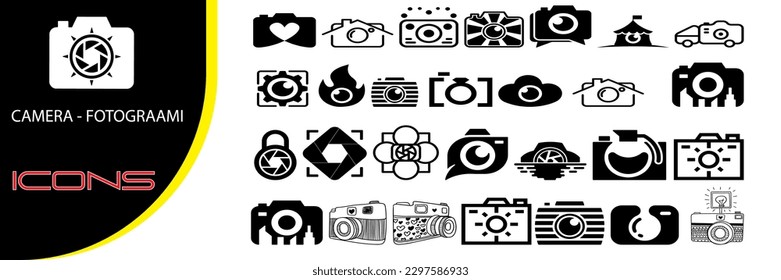 set of camera icons. photo camera with a flat design. collection of icon for cameras in photos. sign for photography. photo opportunity sign. vector drawing in isolation on a white background.