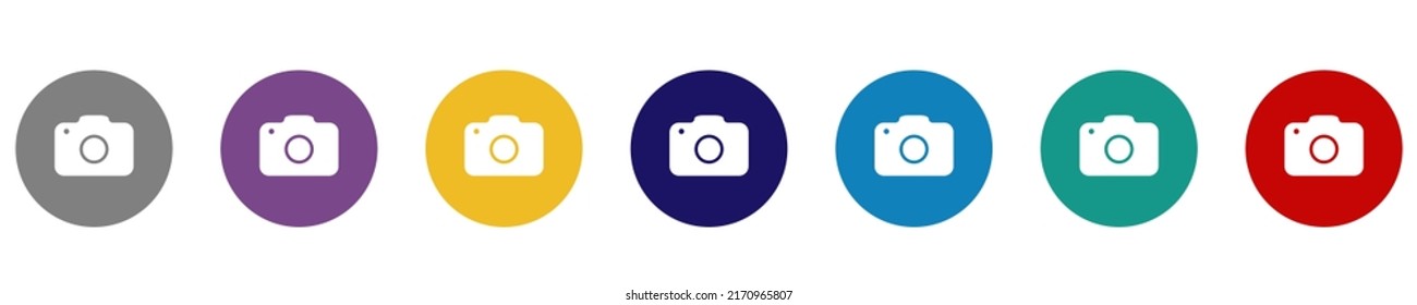 Set of camera icons. Camera symbol, snapshot icon filled with thin line. Vector illustration