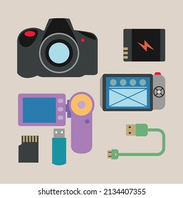 set of camera icons vector