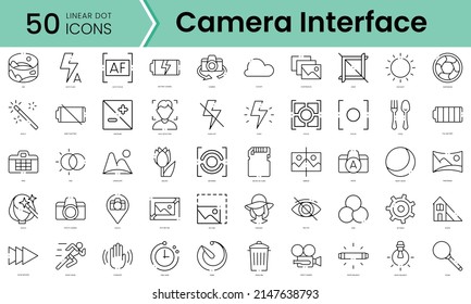 Set of camera interface icons. Line art style icons bundle. vector illustration