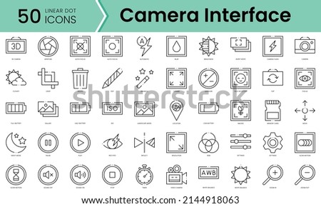 Set of camera interface icons. Line art style icons bundle. vector illustration