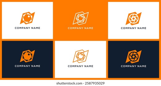 Set camera lens logo design