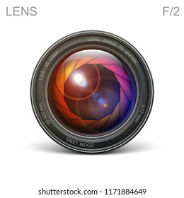 set camera lens object-glass photography background illustration technology design Isolated on white background