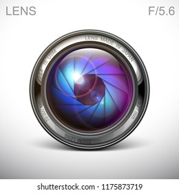 set camera lens object-glass photography background illustration technology design Isolated on white background