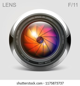 set camera lens object-glass photography background illustration technology design Isolated on white background