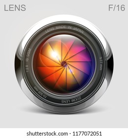set camera lens object-glass photography background illustration technology design Isolated on white background
