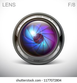 set camera lens object-glass photography background illustration technology design Isolated on white background