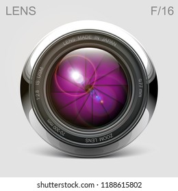 set camera lens object-glass photography background illustration technology design Isolated on white background