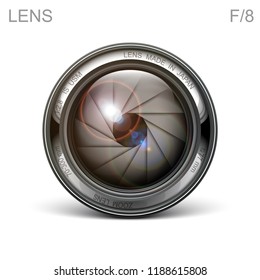 set camera lens object-glass photography background illustration technology design Isolated on white background