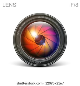 set lente de cámara objeto-vidrio Fotografía fondo ilustración diseño de tecnología aislado sobre fondo blanco