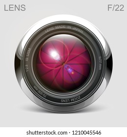 set camera lens object-glass photography background illustration technology design Isolated on white background