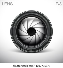 set camera lens object-glass photography background illustration technology design Isolated on white background