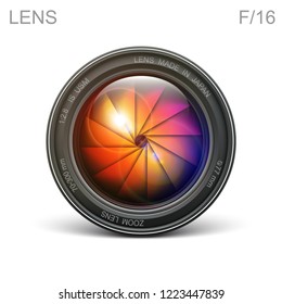 set camera lens object-glass photography background illustration technology design Isolated on white background
