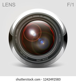 set camera lens object-glass photography background illustration technology design Isolated on white background