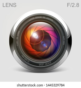 set camera lens object-glass photography background illustration technology design Isolated on white background