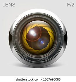 set camera lens object-glass photography background illustration technology design Isolated on white background