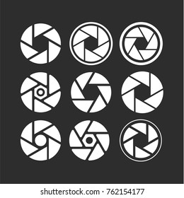 Set of camera lenses, logo icons vector style