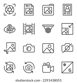 set of camera line icons. camera icons set. image, photography, multimedia, lens, picture, rotation, photograph