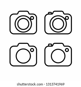 set of camera line outline icon vector logo illustration silhouette
