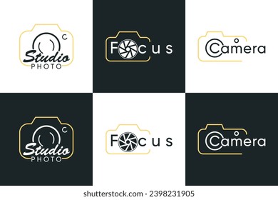 set of camera logo design with modern concept premium vector