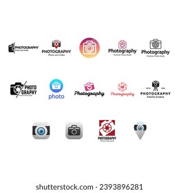 Set of camera logo design. Camera logo template, vector logo for photographer