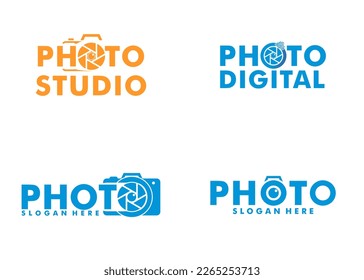 set of camera logo, photography logo icon vector template