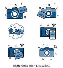 Set camera photo flat icon. Modern simple snapshot photography sign. trendy symbol for website design, mobile app, Logo.