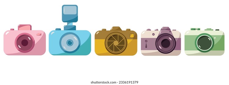Fotografie-Set-Kamera, einzelne Icon-Vektorgrafik-Design