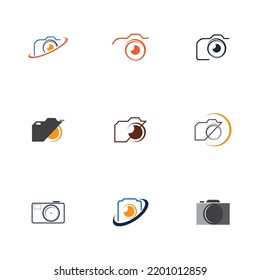 conjunto de plantillas de diseño vectorial del logotipo de fotografía de cámara