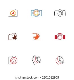 Satz des Logo-Logos der Kamera Vektordesign-Vorlage