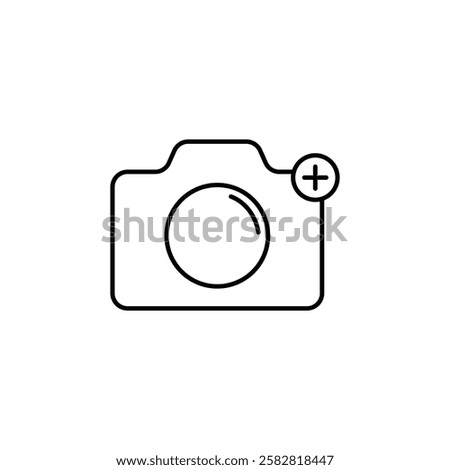 Set of camera plus icons Flat isolated outline sign