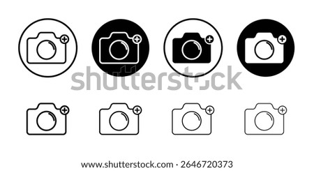 Set of camera plus icons thin flat simple illustration symbol