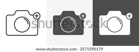 Set of camera plus icons set vector art