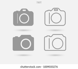 Set of camera sign and symbol. Photo icon or image icon with soft shadow for template design. Vector illustration graphic idea.