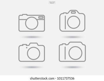 Set of camera sign and symbol. Photo icon or image icon with soft shadow for template design. Vector illustration graphic idea.