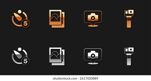 Set Camera timer, Photo frame, camera and Action icon. Vector