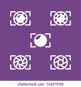 Set camera vector icon design.  Photography business logo design. Outline camera lens symbol.