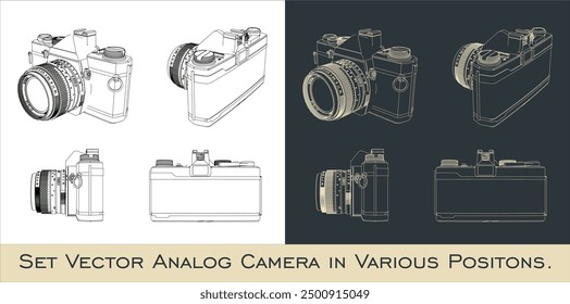 set camera vintage analog classic with various positions