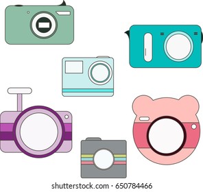 Set of cameras. Digital Camera Icons Isolated.