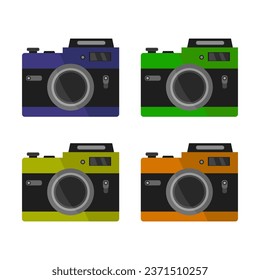 Set of cameras illustrated in vector
