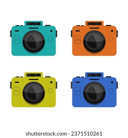 Set of cameras illustrated in vector