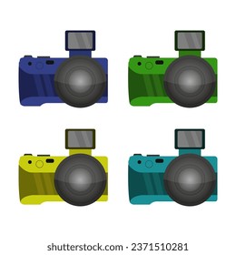 Set of cameras illustrated in vector