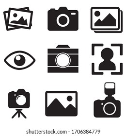 Set of cameras and photo, vector icons