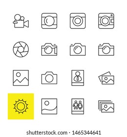 Set of Cameras and photo, vector line icons. Contains symbols of portraits and family photos and much more. Editable Stroke. 32x32 pixels