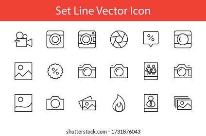 Set of Cameras and photo, vector line icons. Contains symbols of portraits and family photos and much more. Editable Stroke. 32x32 pixels