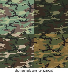 Set of camouflage background vector, Seamless camouflage pattern.