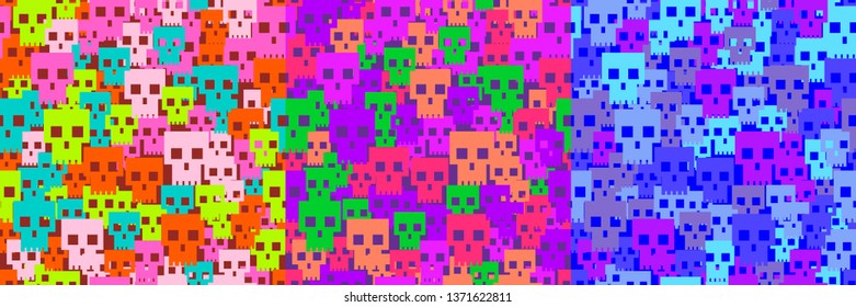 Set of camouflage backgrounds of skulls