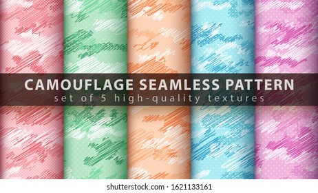 Set camouflage military seamless pattern