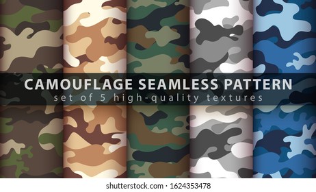 Set Camouflage Military Seamless Pattern